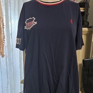 Polo by Ralph Lauren Navy Tee with Red Accents Large Size
